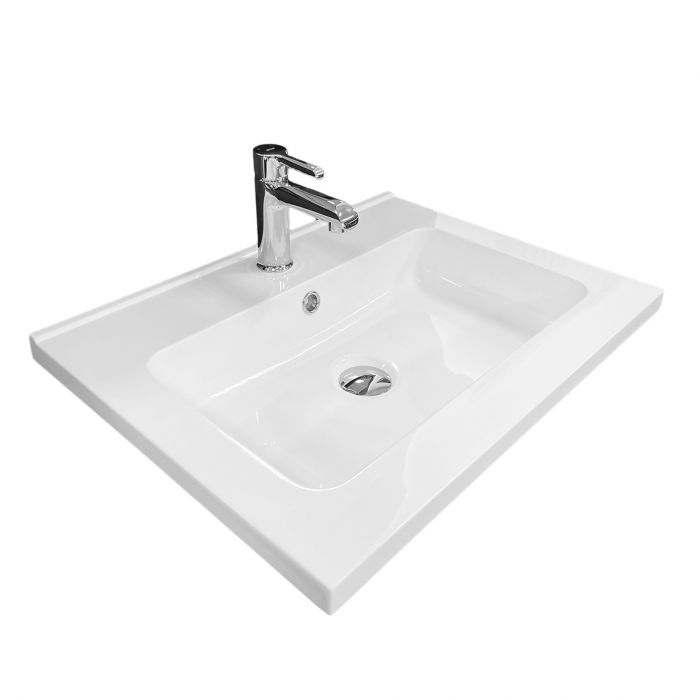 Раковина, умивальник Adamant FLATE, штучний камінь, прямокут., з отвором для змішувача, з отвором для переливу, 600х450х140мм, накладний, білий Раковина, умивальник Adamant FLATE, штучний камінь, прямокут., з отвором для змішувача, з отвором для переливу, 600х450х140мм, накладний, білий