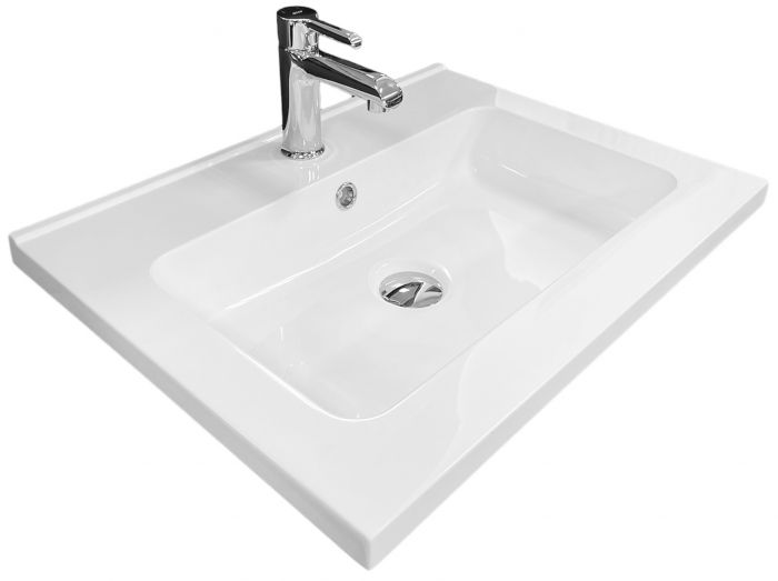 Раковина, умивальник Adamant FLATE, штучний камінь, прямокут., з отвором для змішувача, з отвором для переливу, 600х450х140мм, накладний, білий Раковина, умивальник Adamant FLATE, штучний камінь, прямокут., з отвором для змішувача, з отвором для переливу, 600х450х140мм, накладний, білий