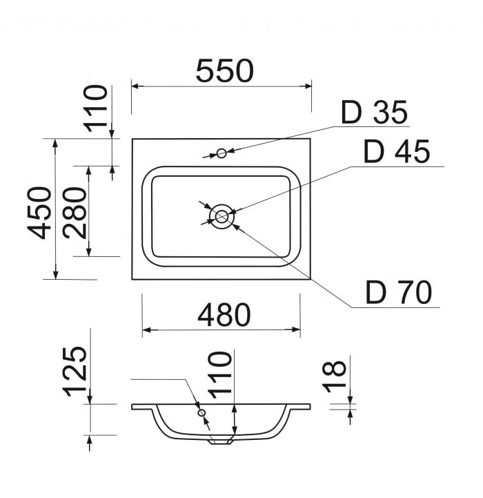Раковина, умивальник Adamant FRATE, штучний камінь, прямокут., з отвором для змішувача, з отвором для переливу, 550x450x1525мм, накладний, білий Раковина, умивальник Adamant FRATE, штучний камінь, прямокут., з отвором для змішувача, з отвором для переливу, 550x450x1525мм, накладний, білий