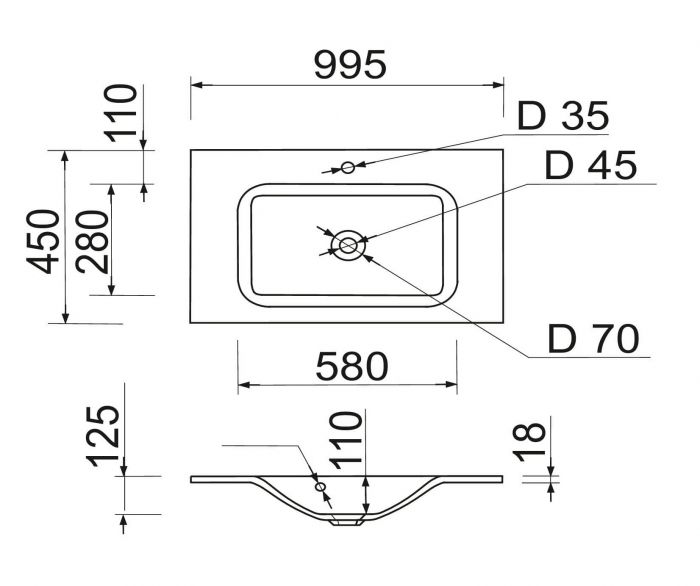 Раковина, умивальник Adamant FRATE, штучний камінь, прямокут., з отвором для змішувача, з отвором для переливу, 995x450x1525мм, накладний, білий Раковина, умивальник Adamant FRATE, штучний камінь, прямокут., з отвором для змішувача, з отвором для переливу, 995x450x1525мм, накладний, білий