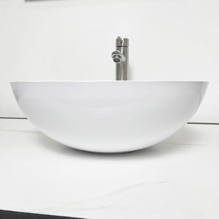 Раковина, умивальник Adamant KREIS, штучний камінь, кругла, без отвору для змішувача та переливу, 420х150мм, накладний, білий Раковина, умивальник Adamant KREIS, штучний камінь, кругла, без отвору для змішувача та переливу, 420х150мм, накладний, білий