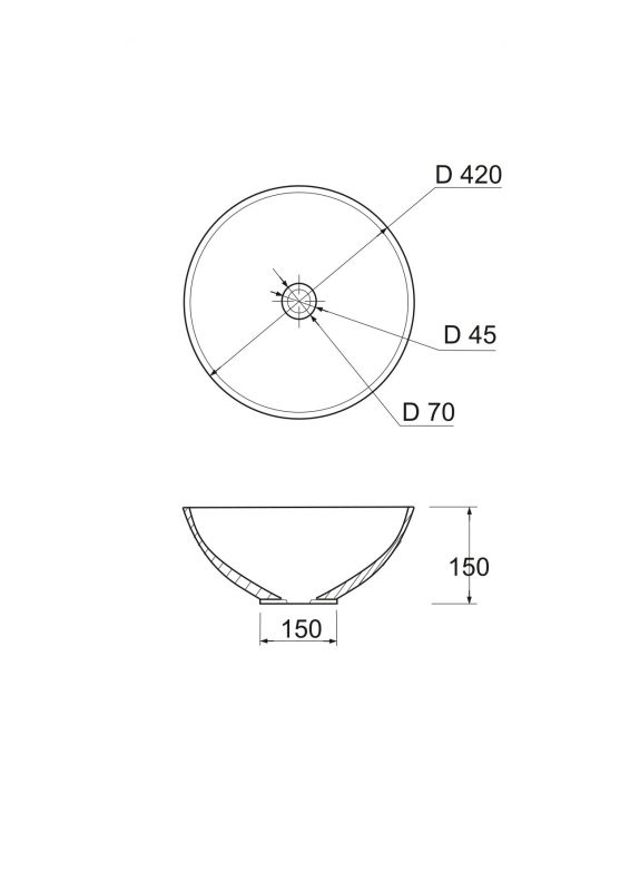 Раковина, умивальник Adamant KREIS, штучний камінь, кругла, без отвору для змішувача та переливу, 420х150мм, накладний, чорно-білий Раковина, умивальник Adamant KREIS, штучний камінь, кругла, без отвору для змішувача та переливу, 420х150мм, накладний, чорно-білий