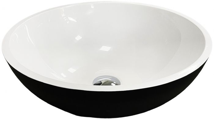 Раковина, умивальник Adamant KREIS, штучний камінь, кругла, без отвору для змішувача та переливу, 420х150мм, накладний, чорно-білий Раковина, умивальник Adamant KREIS, штучний камінь, кругла, без отвору для змішувача та переливу, 420х150мм, накладний, чорно-білий