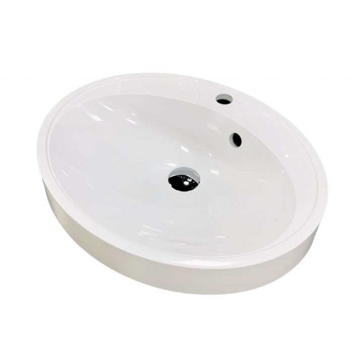 Раковина, умивальник Adamant Lauf New, штучний камінь, овальна, без отвору для змішувача, з отвором для переливу, 540х445х130мм, накладний, білий Раковина, умивальник Adamant Lauf New, штучний камінь, овальна, без отвору для змішувача, з отвором для переливу, 540х445х130мм, накладний, білий