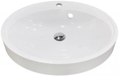 Раковина, умивальник Adamant Lauf New, штучний камінь, овальна, без отвору для змішувача, з отвором для переливу, 540х445х130мм, накладний, білий