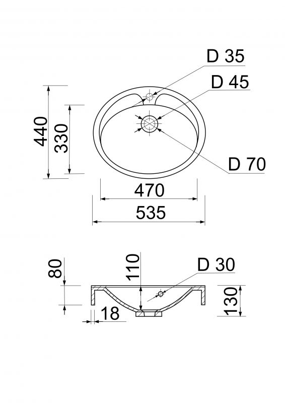 Раковина, умивальник Adamant Lauf New, штучний камінь, овальна, без отвору для змішувача, з отвором для переливу, 540х445х130мм, накладний, білий Раковина, умивальник Adamant Lauf New, штучний камінь, овальна, без отвору для змішувача, з отвором для переливу, 540х445х130мм, накладний, білий