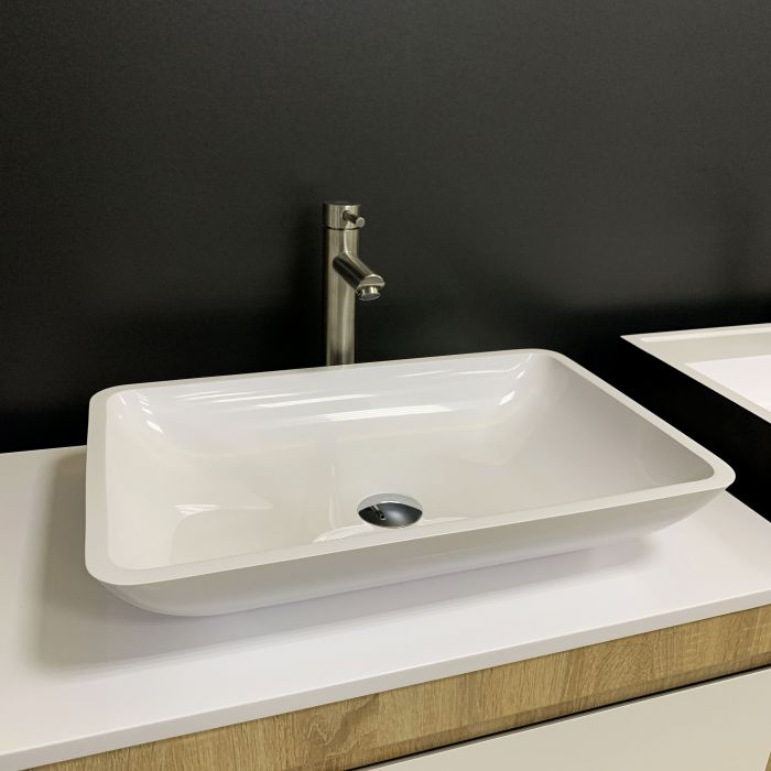 Раковина, умивальник Adamant LOWER, штучний камінь, прямокут., без отвору для змішувача та переливу, 560x360x100мм, накладний, білий Раковина, умивальник Adamant LOWER, штучний камінь, прямокут., без отвору для змішувача та переливу, 560x360x100мм, накладний, білий