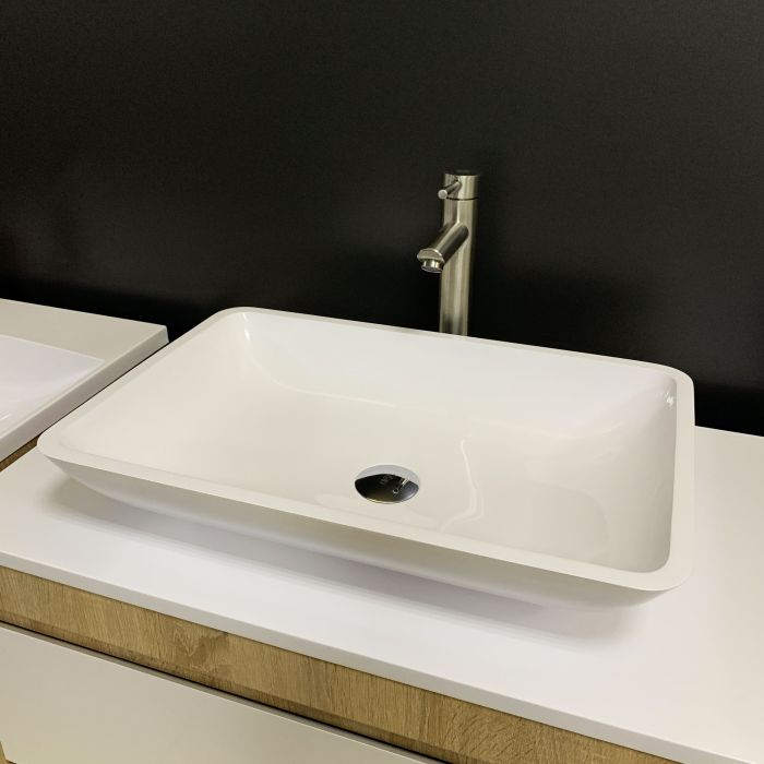 Раковина, умивальник Adamant LOWER, штучний камінь, прямокут., без отвору для змішувача та переливу, 560x360x100мм, накладний, білий Раковина, умивальник Adamant LOWER, штучний камінь, прямокут., без отвору для змішувача та переливу, 560x360x100мм, накладний, білий