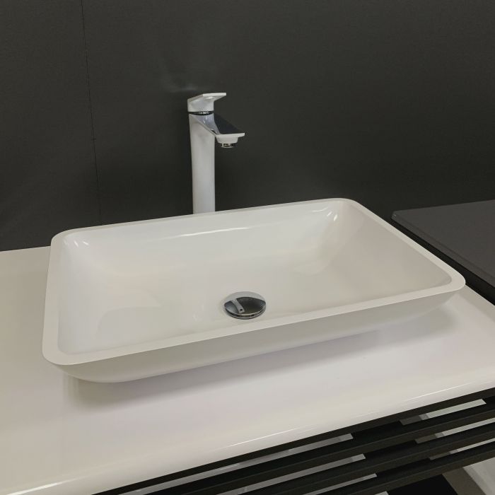 Раковина, умивальник Adamant LOWER, штучний камінь, прямокут., без отвору для змішувача та переливу, 560x360x100мм, накладний, білий Раковина, умивальник Adamant LOWER, штучний камінь, прямокут., без отвору для змішувача та переливу, 560x360x100мм, накладний, білий