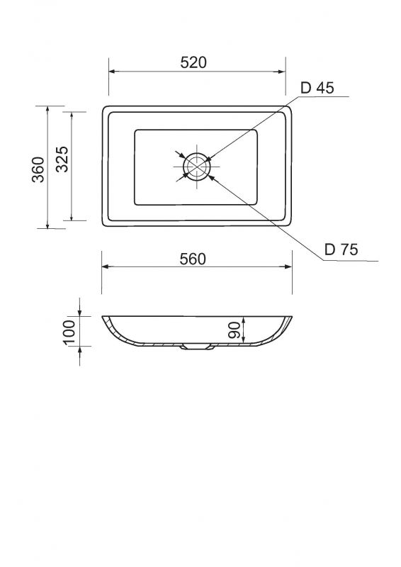 Раковина, умивальник Adamant LOWER, штучний камінь, прямокут., без отвору для змішувача та переливу, 560x360x100мм, накладний, білий Раковина, умивальник Adamant LOWER, штучний камінь, прямокут., без отвору для змішувача та переливу, 560x360x100мм, накладний, білий