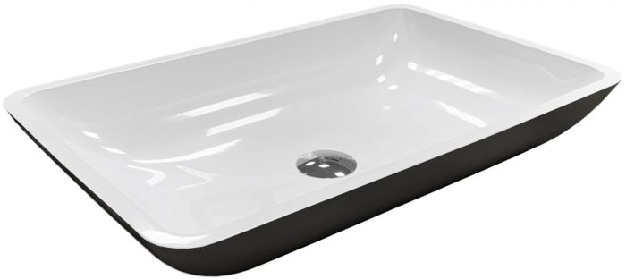 Раковина, умивальник Adamant LOWER, штучний камінь, прямокут., без отвору для змішувача та переливу, 560x360x100мм, накладний, чорно-білий Раковина, умивальник Adamant LOWER, штучний камінь, прямокут., без отвору для змішувача та переливу, 560x360x100мм, накладний, чорно-білий