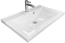 Раковина, умивальник Adamant QUANTO, штучний камінь, прямокут., з отвором для змішувача, з отвором для переливу, 700х447х140мм, накладний, білий