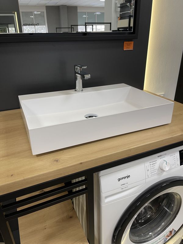 Раковина, умивальник Adamant SLENDER, штучний камінь, прямокут., з отвором для змішувача, без переливу, 605x405x120мм, накладний, білий Раковина, умивальник Adamant SLENDER, штучний камінь, прямокут., з отвором для змішувача, без переливу, 605x405x120мм, накладний, білий