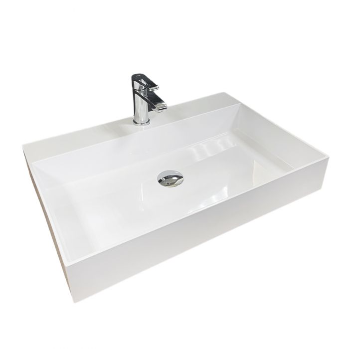 Раковина, умивальник Adamant SLENDER, штучний камінь, прямокут., з отвором для змішувача, без переливу, 605x405x120мм, накладний, білий Раковина, умивальник Adamant SLENDER, штучний камінь, прямокут., з отвором для змішувача, без переливу, 605x405x120мм, накладний, білий