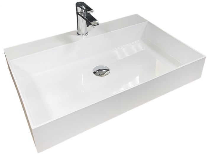 Раковина, умивальник Adamant SLENDER, штучний камінь, прямокут., з отвором для змішувача, без переливу, 605x405x120мм, накладний, білий Раковина, умивальник Adamant SLENDER, штучний камінь, прямокут., з отвором для змішувача, без переливу, 605x405x120мм, накладний, білий