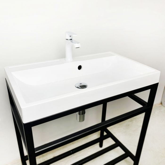 Раковина, умивальник Adamant STRENG NEW, штучний камінь, прямокут., з отвором для змішувача, з отвором для переливу, 590x410x123мм, накладний, білий Раковина, умивальник Adamant STRENG NEW, штучний камінь, прямокут., з отвором для змішувача, з отвором для переливу, 590x410x123мм, накладний, білий