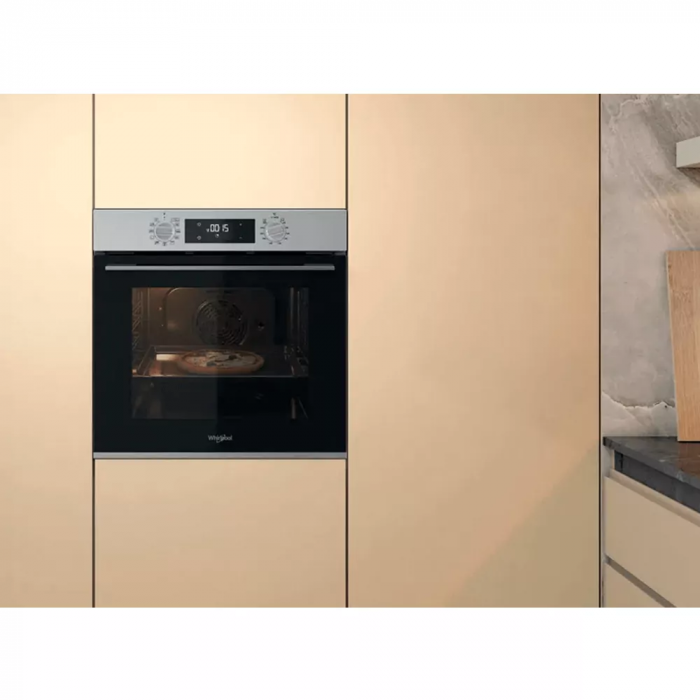 Духова шафа Whirlpool електрична, 71л, A+, дисплей, конвекція, телескопічні напрямні, нерж