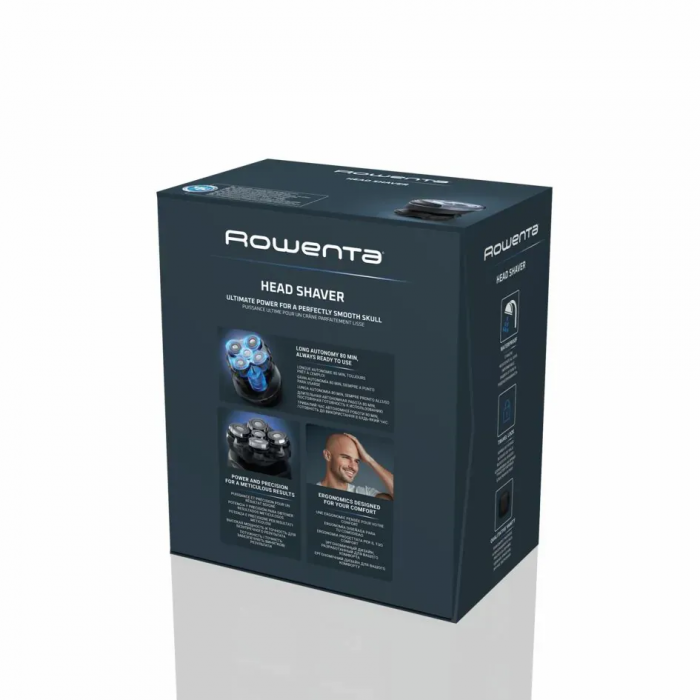 Бритва електр. для голови Rowenta роторна Gentle Bald,  бритв.головок-5, Li-Ion, сух.+волог., чорно-синій