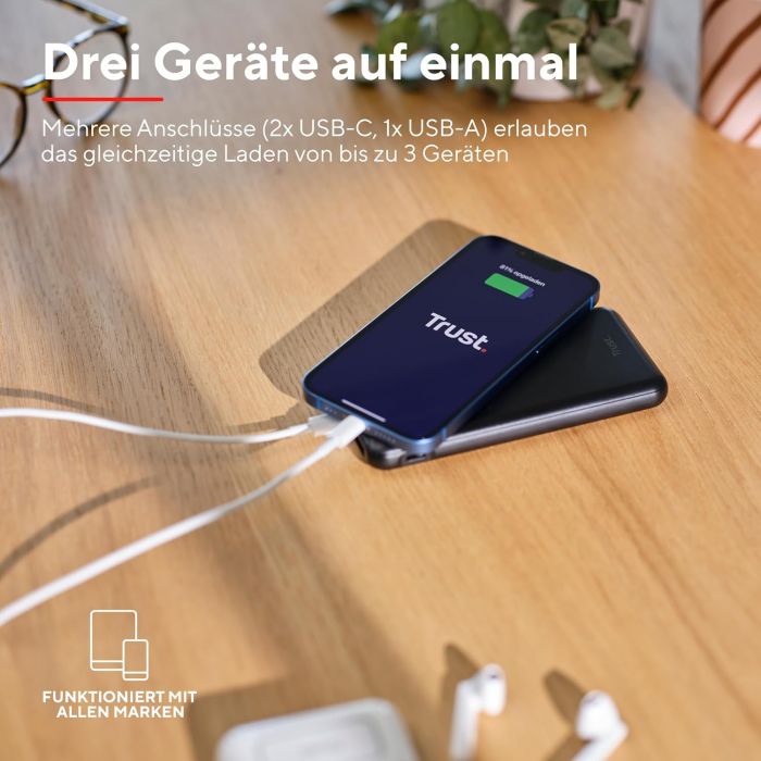 Акумулятор портативний літій-іонний power bank Trust Redoh, 10000мА·год, USB-A/2хUSB-C, 18W, QC 3.0, PD, чорний Акумулятор портативний літій-іонний power bank Trust Redoh, 10000мА·год, USB-A/2хUSB-C, 18W, QC 3.0, PD, чорний