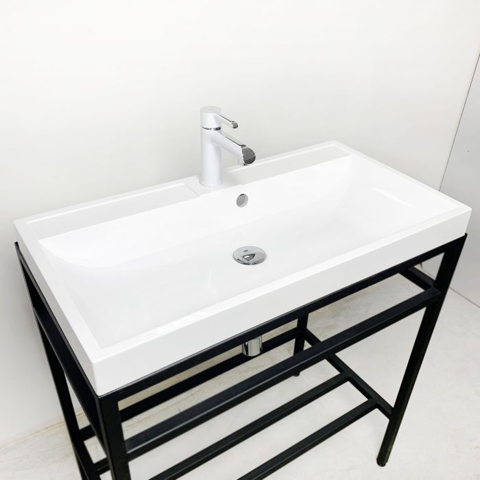 Раковина, умивальник Adamant STRENG NEW, штучний камінь, прямокут., з отвором для змішувача, з отвором для переливу, 790x410x123мм, накладний, білий Раковина, умивальник Adamant STRENG NEW, штучний камінь, прямокут., з отвором для змішувача, з отвором для переливу, 790x410x123мм, накладний, білий