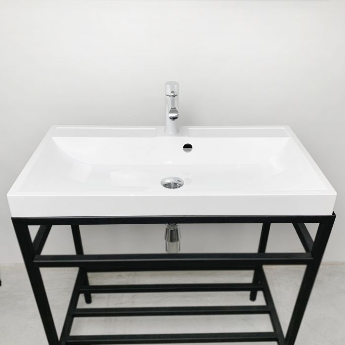 Раковина, умивальник Adamant STRENG NEW, штучний камінь, прямокут., з отвором для змішувача, з отвором для переливу, 790x410x123мм, накладний, білий Раковина, умивальник Adamant STRENG NEW, штучний камінь, прямокут., з отвором для змішувача, з отвором для переливу, 790x410x123мм, накладний, білий