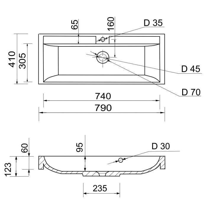 Раковина, умивальник Adamant STRENG NEW, штучний камінь, прямокут., з отвором для змішувача, з отвором для переливу, 790x410x123мм, накладний, білий Раковина, умивальник Adamant STRENG NEW, штучний камінь, прямокут., з отвором для змішувача, з отвором для переливу, 790x410x123мм, накладний, білий