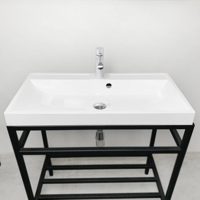 Раковина, умивальник Adamant STRENG NEW, штучний камінь, прямокут., з отвором для змішувача, з отвором для переливу, 990x410x123мм, накладний, білий Раковина, умивальник Adamant STRENG NEW, штучний камінь, прямокут., з отвором для змішувача, з отвором для переливу, 990x410x123мм, накладний, білий