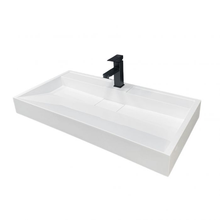 Раковина, умивальник Adamant VISION, штучний камінь, прямокут., з отвором для змішувача, без переливу, 1000х455х110мм, накладний, білий Раковина, умивальник Adamant VISION, штучний камінь, прямокут., з отвором для змішувача, без переливу, 1000х455х110мм, накладний, білий