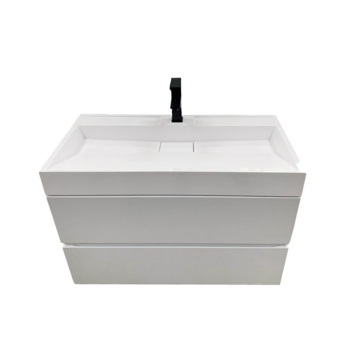 Раковина, умивальник Adamant VISION, штучний камінь, прямокут., з отвором для змішувача, без переливу, 1000х455х110мм, накладний, білий Раковина, умивальник Adamant VISION, штучний камінь, прямокут., з отвором для змішувача, без переливу, 1000х455х110мм, накладний, білий