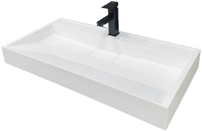 Раковина, умивальник Adamant VISION, штучний камінь, прямокут., з отвором для змішувача, без переливу, 1000х455х110мм, накладний, білий Раковина, умивальник Adamant VISION, штучний камінь, прямокут., з отвором для змішувача, без переливу, 1000х455х110мм, накладний, білий