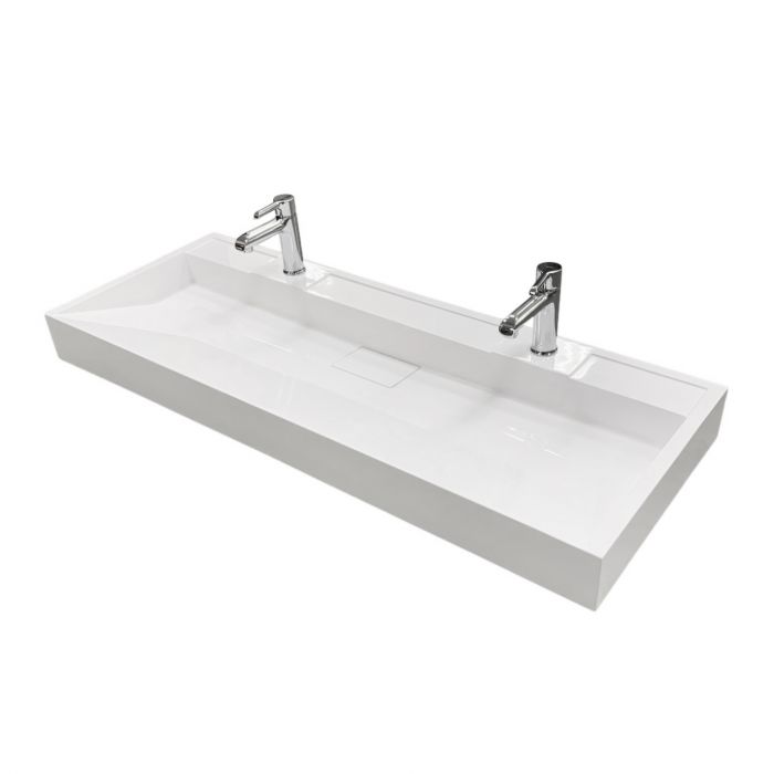 Раковина, умивальник Adamant VISION, штучний камінь, прямокут., з отвором для змішувача, без переливу, 1200х455х110мм, накладний, білий Раковина, умивальник Adamant VISION, штучний камінь, прямокут., з отвором для змішувача, без переливу, 1200х455х110мм, накладний, білий