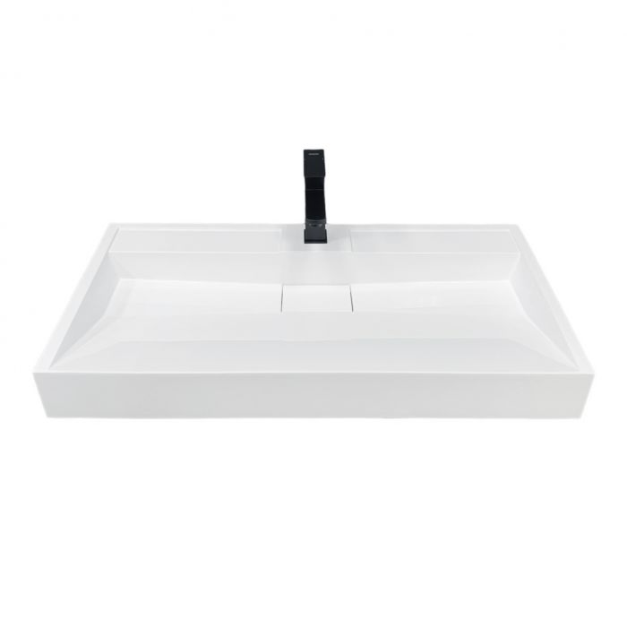 Раковина, умивальник Adamant VISION, штучний камінь, прямокут., з отвором для змішувача, без переливу, 900х455х110мм, накладний, білий Раковина, умивальник Adamant VISION, штучний камінь, прямокут., з отвором для змішувача, без переливу, 900х455х110мм, накладний, білий