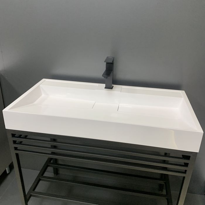 Раковина, умивальник Adamant VISION, штучний камінь, прямокут., з отвором для змішувача, без переливу, 900х455х110мм, накладний, білий Раковина, умивальник Adamant VISION, штучний камінь, прямокут., з отвором для змішувача, без переливу, 900х455х110мм, накладний, білий