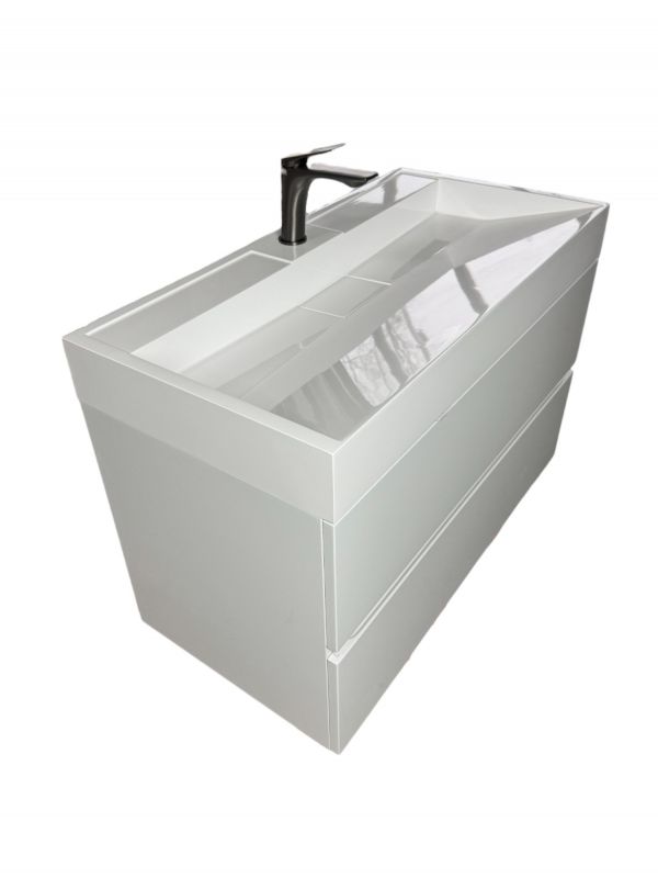 Раковина, умивальник Adamant VISION, штучний камінь, прямокут., з отвором для змішувача, без переливу, 900х455х110мм, накладний, білий Раковина, умивальник Adamant VISION, штучний камінь, прямокут., з отвором для змішувача, без переливу, 900х455х110мм, накладний, білий