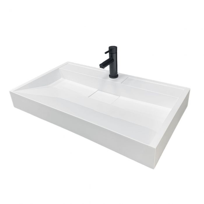 Раковина, умивальник Adamant VISION, штучний камінь, прямокут., з отвором для змішувача, без переливу, 800х455х110мм, накладний, білий Раковина, умивальник Adamant VISION, штучний камінь, прямокут., з отвором для змішувача, без переливу, 800х455х110мм, накладний, білий