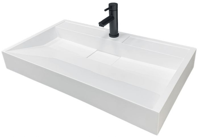 Раковина, умивальник Adamant VISION, штучний камінь, прямокут., з отвором для змішувача, без переливу, 800х455х110мм, накладний, білий Раковина, умивальник Adamant VISION, штучний камінь, прямокут., з отвором для змішувача, без переливу, 800х455х110мм, накладний, білий