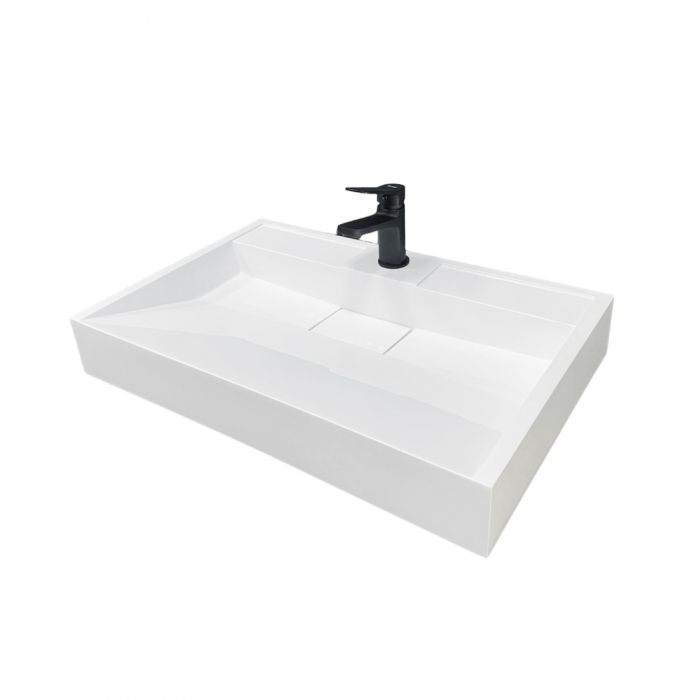 Раковина, умивальник Adamant VISION, штучний камінь, прямокут., з отвором для змішувача, без переливу, 700х455х110мм, накладний, білий Раковина, умивальник Adamant VISION, штучний камінь, прямокут., з отвором для змішувача, без переливу, 700х455х110мм, накладний, білий