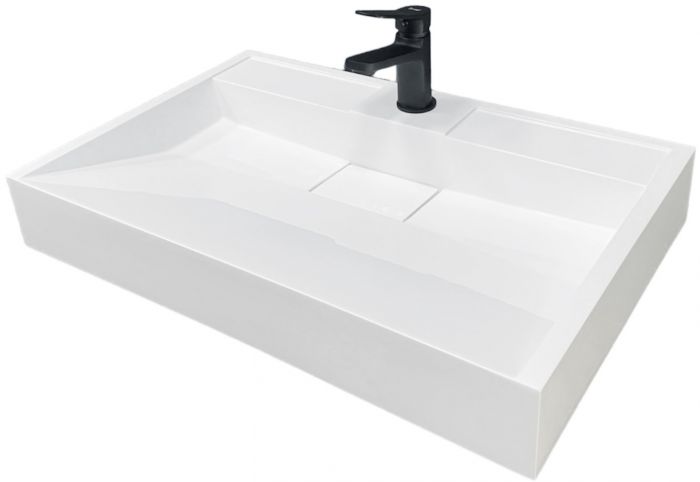 Раковина, умивальник Adamant VISION, штучний камінь, прямокут., з отвором для змішувача, без переливу, 700х455х110мм, накладний, білий Раковина, умивальник Adamant VISION, штучний камінь, прямокут., з отвором для змішувача, без переливу, 700х455х110мм, накладний, білий