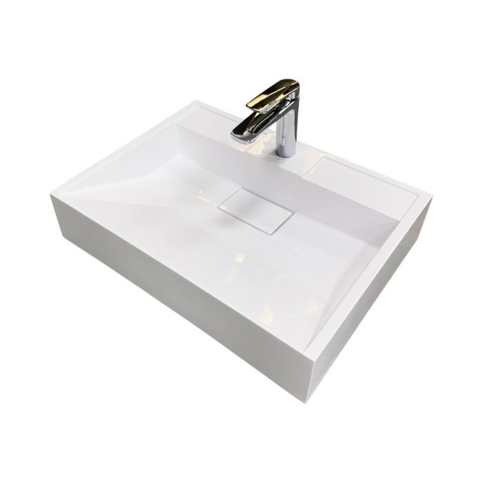 Раковина, умивальник Adamant VISION, штучний камінь, прямокут., з отвором для змішувача, без переливу, 500х380х110мм, накладний, білий Раковина, умивальник Adamant VISION, штучний камінь, прямокут., з отвором для змішувача, без переливу, 500х380х110мм, накладний, білий