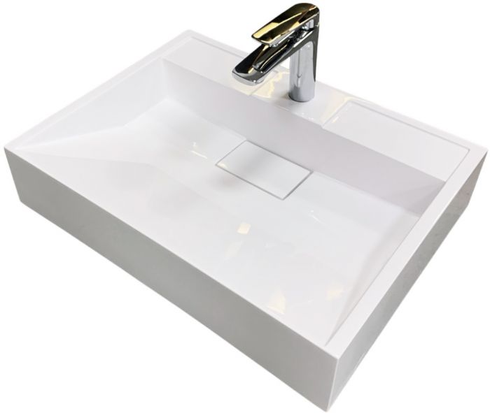 Раковина, умивальник Adamant VISION, штучний камінь, прямокут., з отвором для змішувача, без переливу, 500х380х110мм, накладний, білий Раковина, умивальник Adamant VISION, штучний камінь, прямокут., з отвором для змішувача, без переливу, 500х380х110мм, накладний, білий