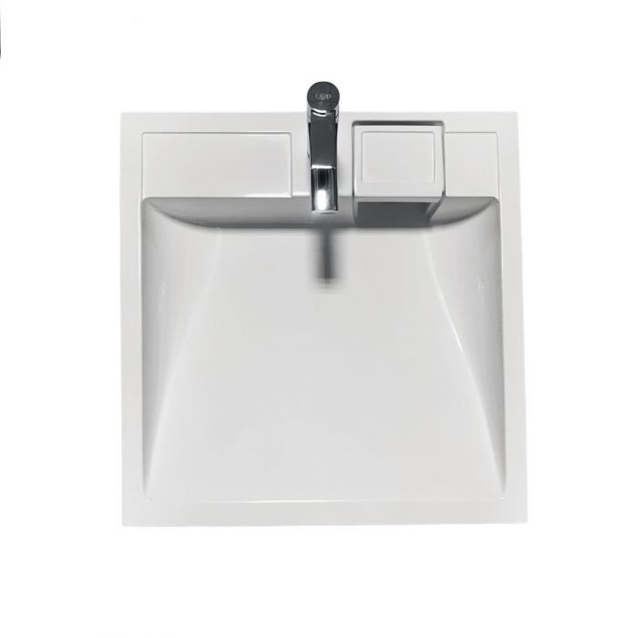 Раковина, умивальник Adamant WASHER NEW, штучний камінь, прямокут., з отвором для змішувача, без переливу, 595х595х115мм, накладний, білий Раковина, умивальник Adamant WASHER NEW, штучний камінь, прямокут., з отвором для змішувача, без переливу, 595х595х115мм, накладний, білий