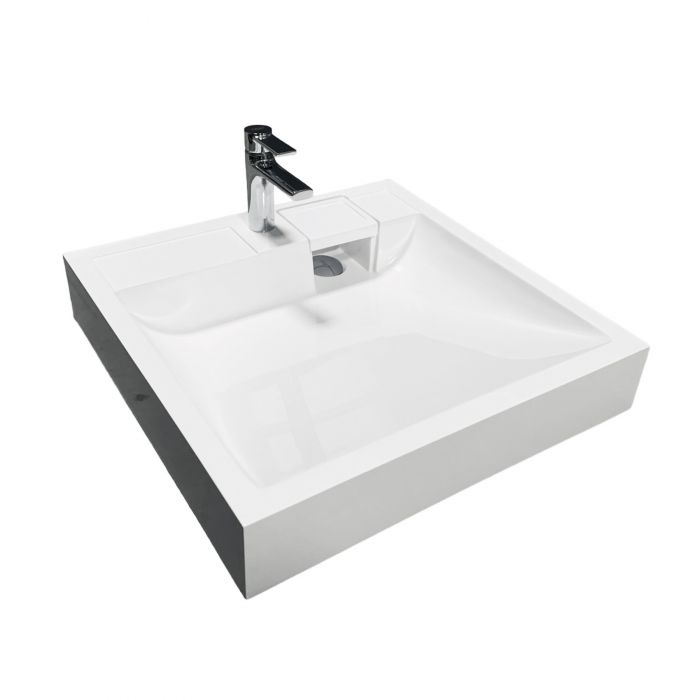 Раковина, умивальник Adamant WASHER NEW, штучний камінь, прямокут., з отвором для змішувача, без переливу, 595х595х115мм, накладний, білий Раковина, умивальник Adamant WASHER NEW, штучний камінь, прямокут., з отвором для змішувача, без переливу, 595х595х115мм, накладний, білий