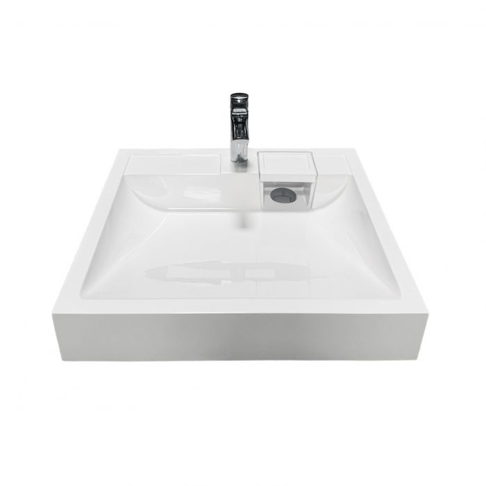 Раковина, умивальник Adamant WASHER NEW, штучний камінь, прямокут., з отвором для змішувача, без переливу, 595х595х115мм, накладний, білий Раковина, умивальник Adamant WASHER NEW, штучний камінь, прямокут., з отвором для змішувача, без переливу, 595х595х115мм, накладний, білий