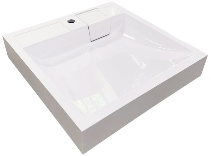 Раковина, умивальник Adamant WASHER NEW, штучний камінь, прямокут., з отвором для змішувача, без переливу, 595х595х115мм, накладний, білий Раковина, умивальник Adamant WASHER NEW, штучний камінь, прямокут., з отвором для змішувача, без переливу, 595х595х115мм, накладний, білий