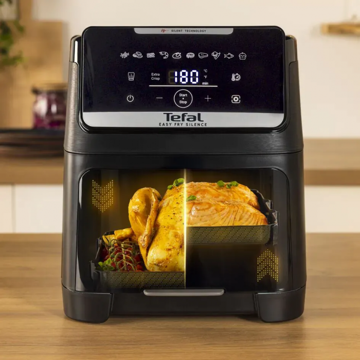 Мультипіч Tefal Easy Fry Silence XXL, 1800Вт, чаша-7л, сенсорне керув., 10 програм, з віконцем, пластик, чорний