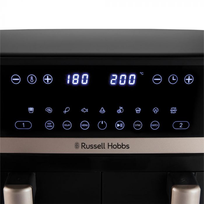 Мультипіч Russell Hobbs Satis Fry DualBaske 2800Вт, чаша-4.5/4.5л, сенсорне управл., 9 авто. программ, пластик, чорний