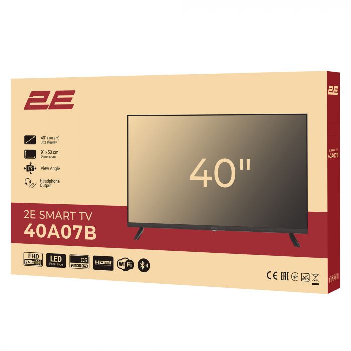 Телевізор 40" 2E LED FHD 60Hz Smart Android Black