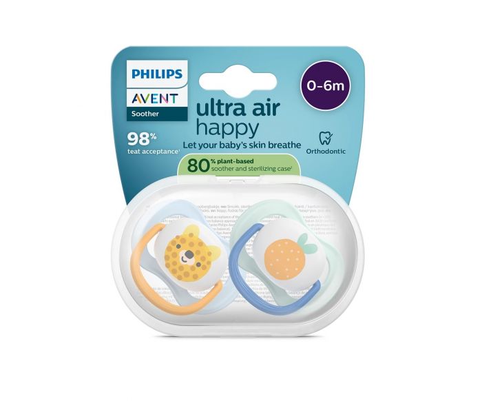 Пустушка  Avent  Ultra Air, 0-6 міс., 2шт, дизайн для хлопчиків.