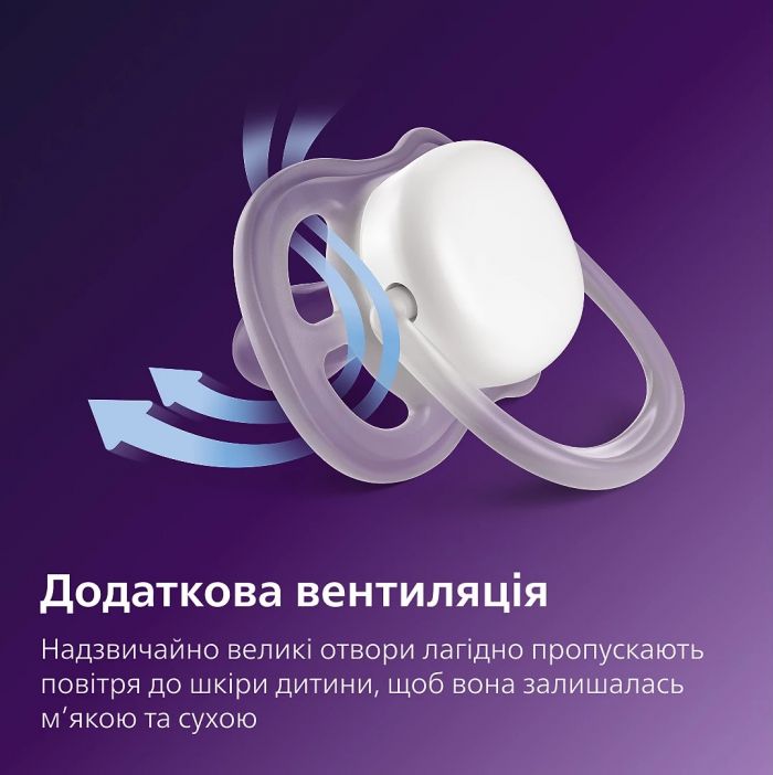 Пустушка  Avent  Ultra Air, 0-6 міс., 2шт, дизайн для дівчат.