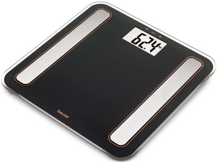 Ваги Beurer підлогові діагностичні, 180кг, підсвіч., дисплея, 1хCR2032, скло,чорний